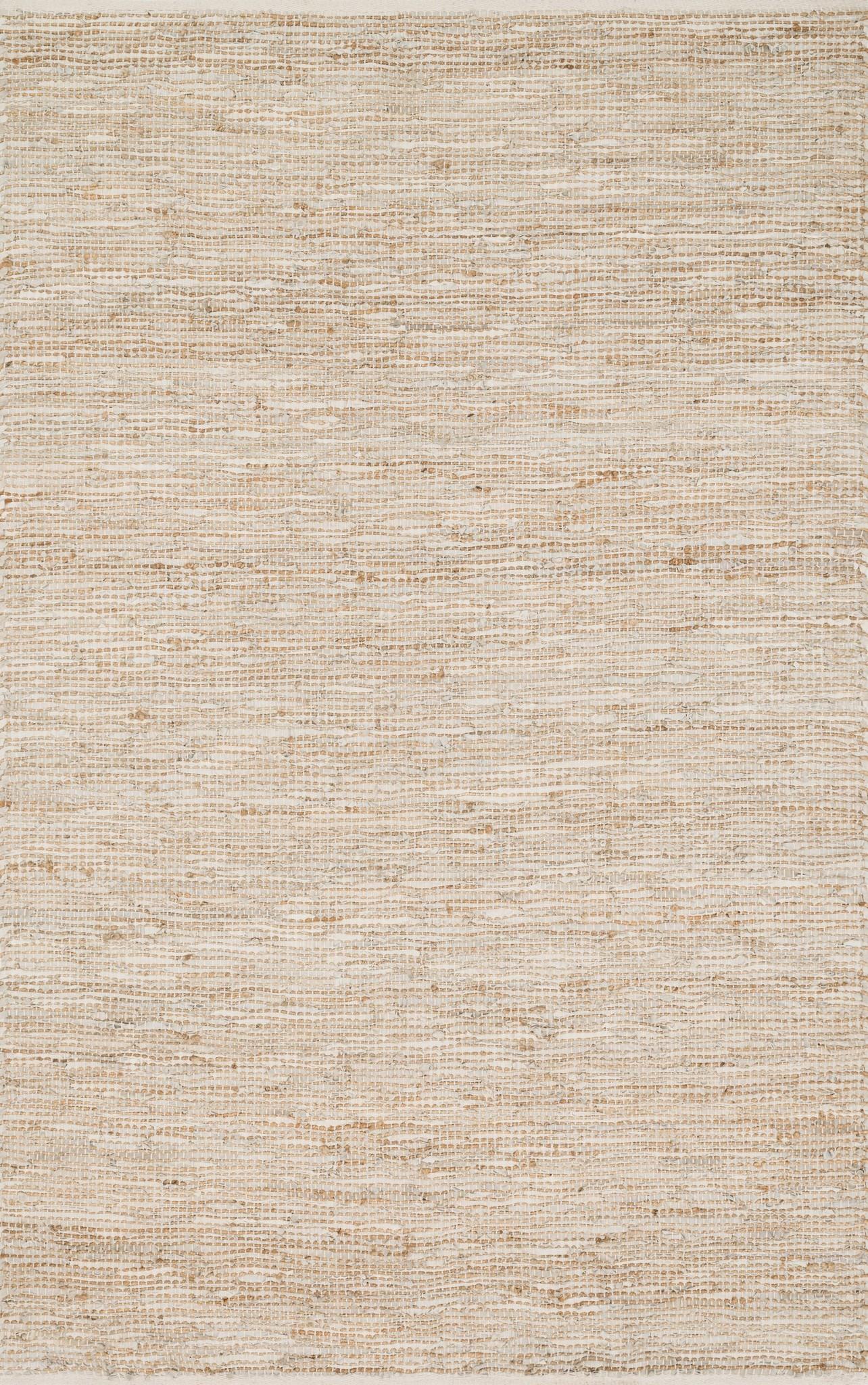 7'x9' Loloi Rug Edge 50 Jute Leather Hemp Ivory Hand Woven