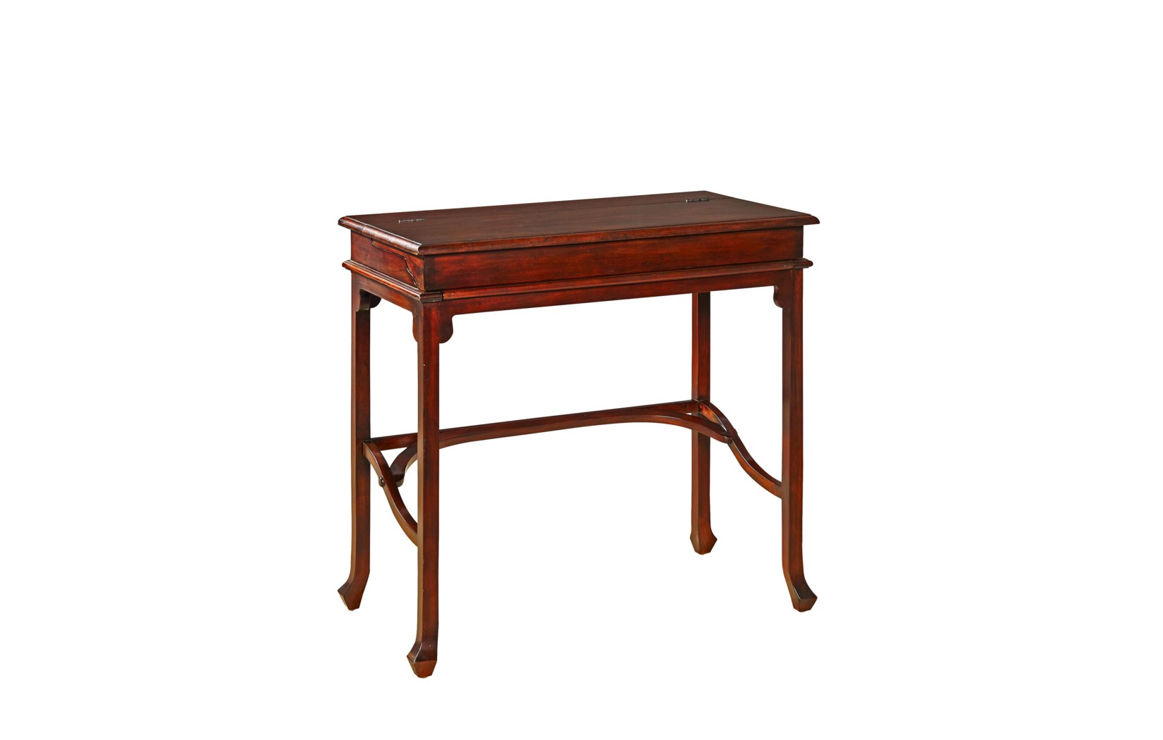 Small Flip Top Writing Desk 8 Pigeon holes Tolled Leather Top Mahogany