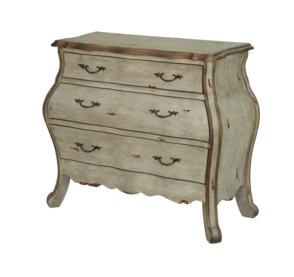 SUN WASHED FINISH BOMBAY ACCENT CHEST THREE DRAWER DRESSER RUSTIC