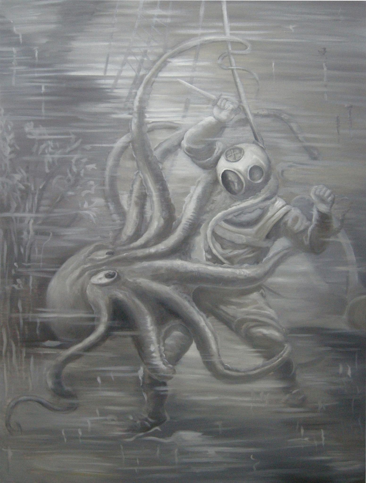 Octopus Fighting A Diver - Totally Need This In My House Octopus Fighting A Diver - Totally Need This In My House