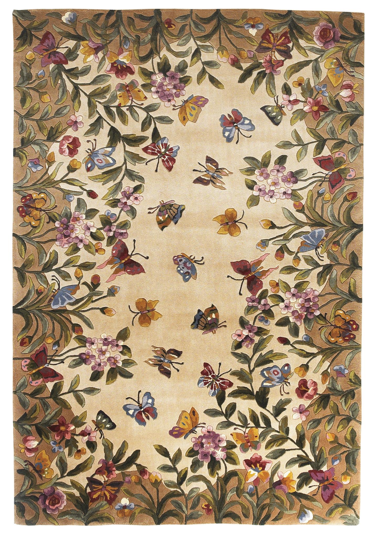 Kas Rugs Emerald 9019 Antique Beige Erfly Garden